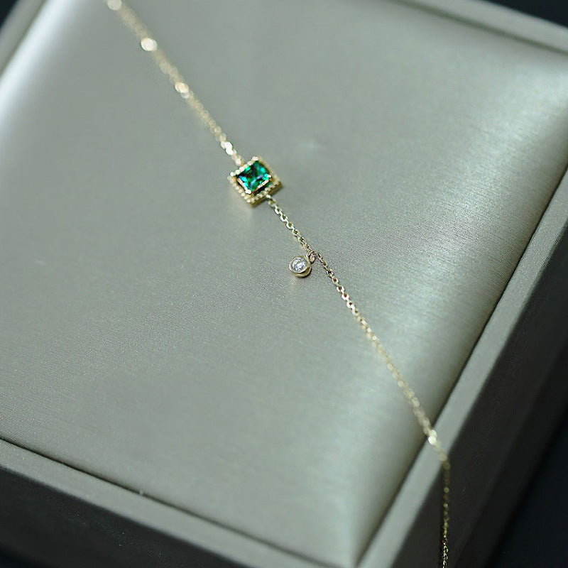 Dainty Emerald Bracelet 14k Gold