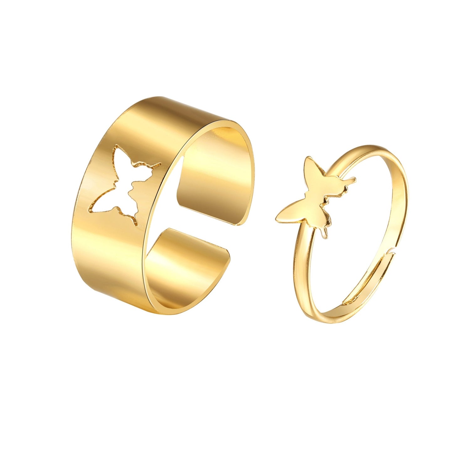 Butterfly Cut Out Resizable Ring Set Gold