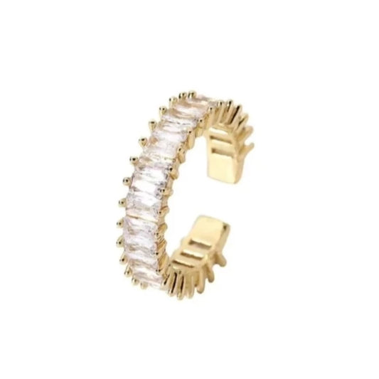 Rectangle Crystal Resizable Ring 18k Gold