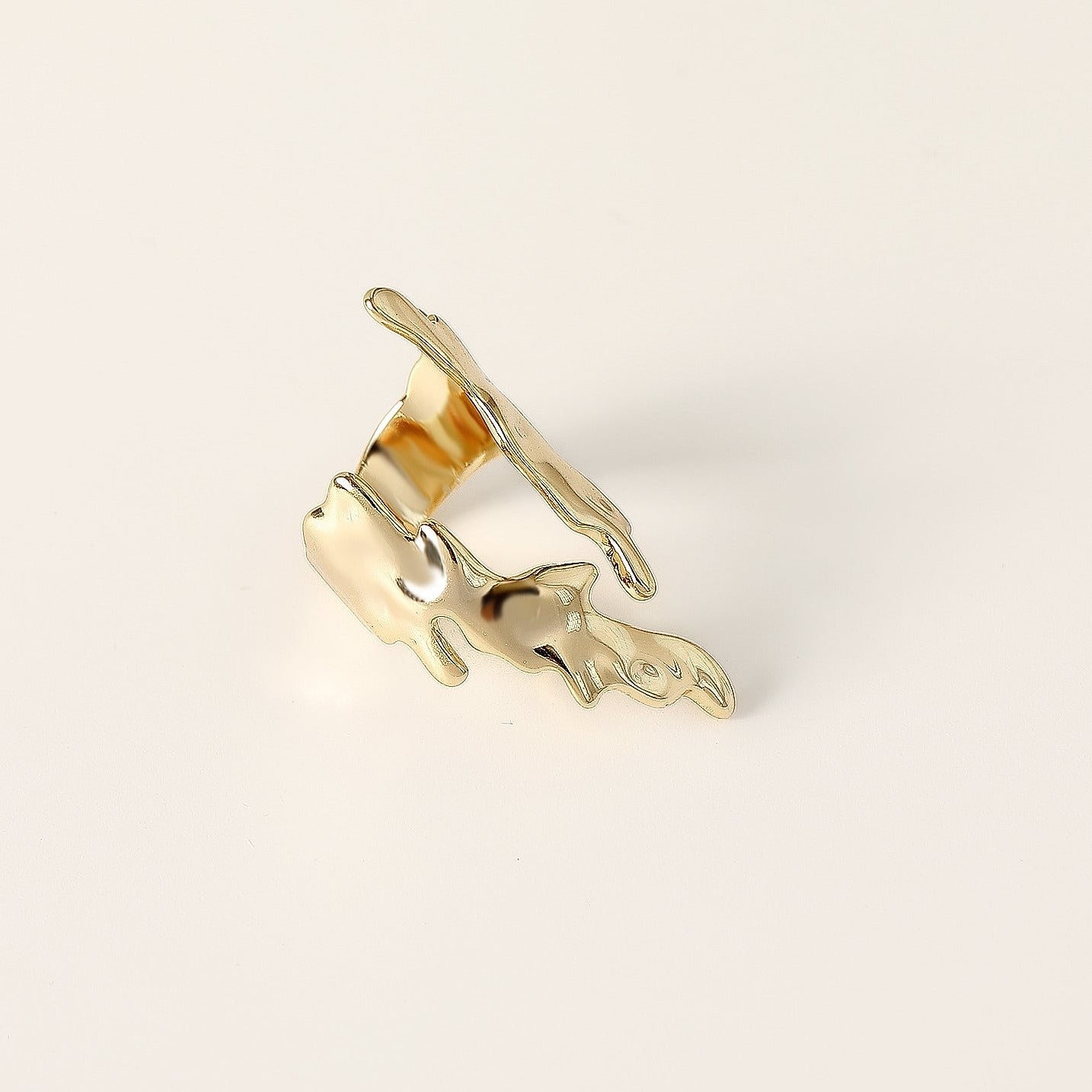 Flame Style Resizable Ring Gold