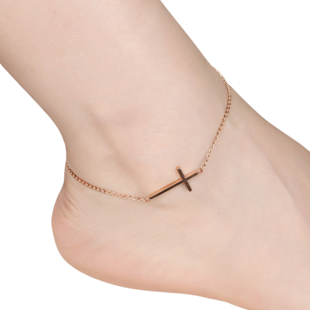 Cross Anklet 18k Rose Gold