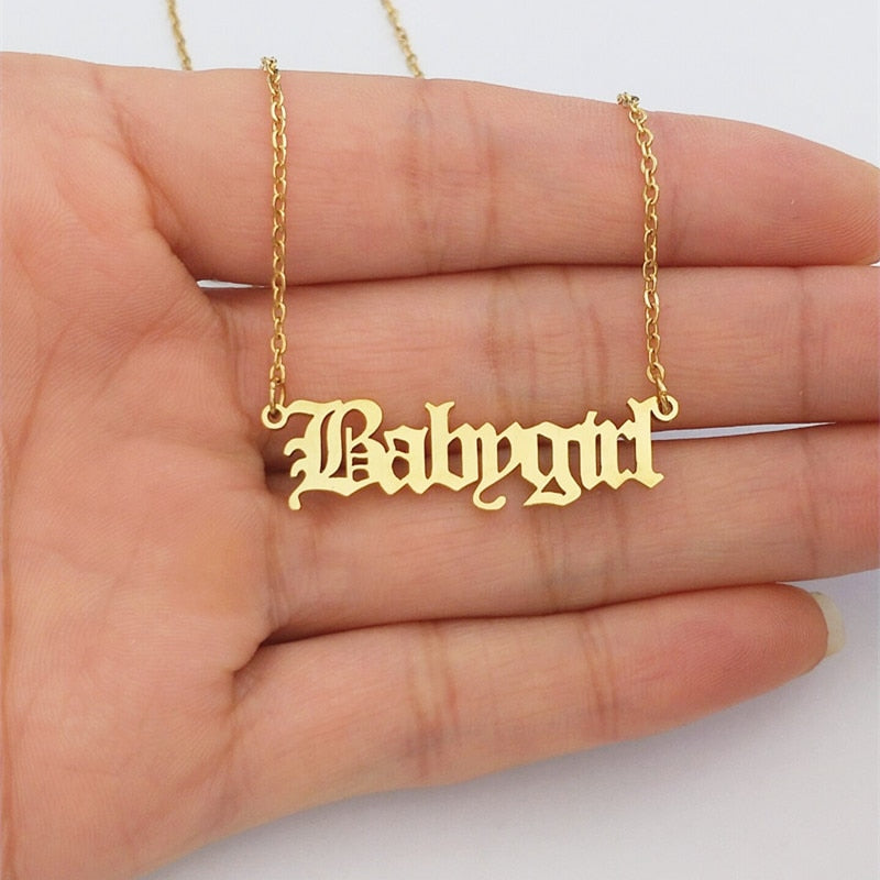 Babygirl Pendant Necklace Gold